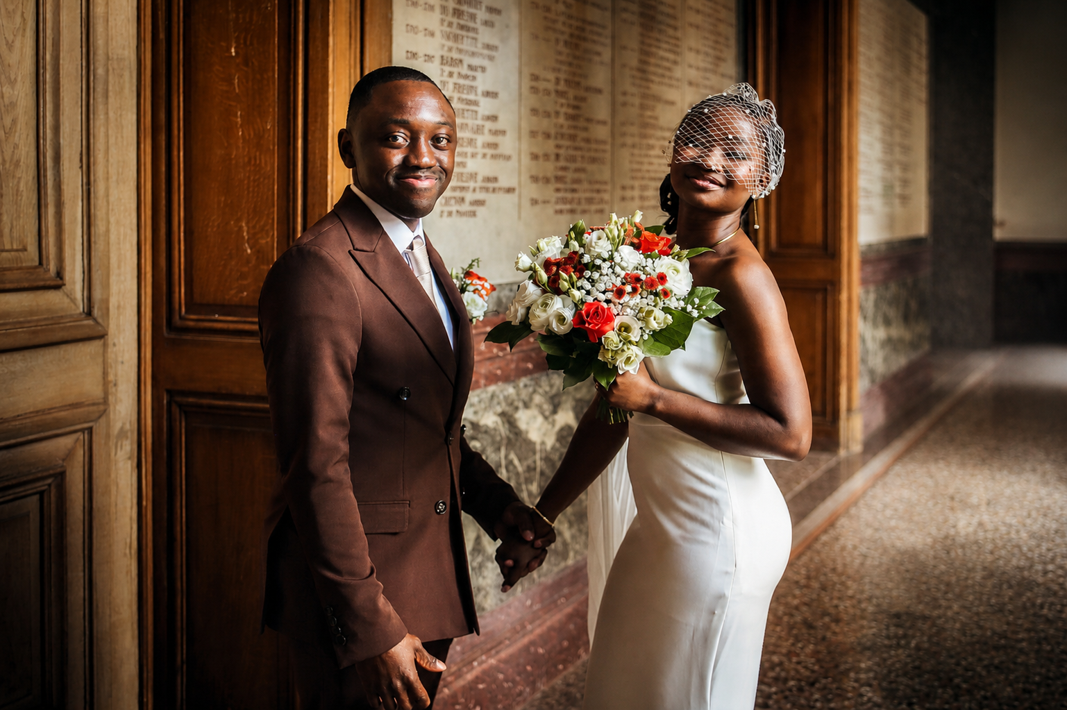 Couple de mariés avant leur union civil